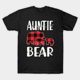 Aunt Bear Red Plaid Christmas Pajama Matching Family Gift T-Shirt